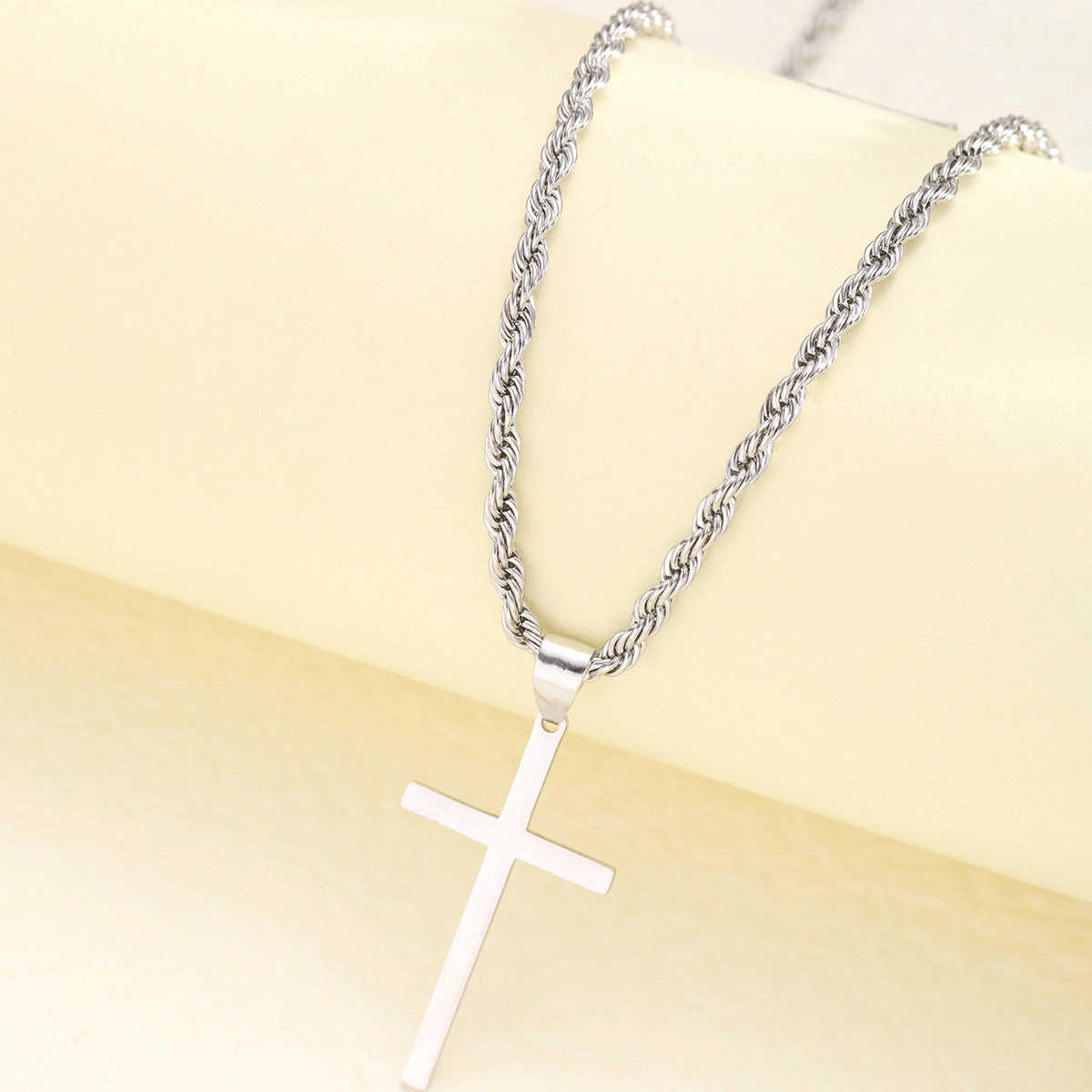 Wholesale Hip-hop trend men's cross pendant twist chain necklace