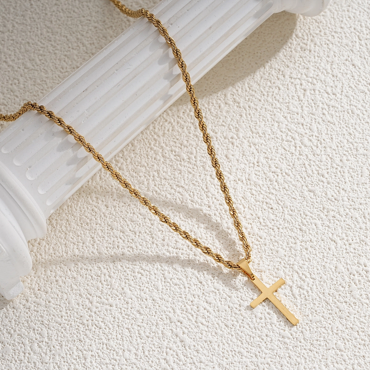 Wholesale Hip-hop trend men's cross pendant twist chain necklace