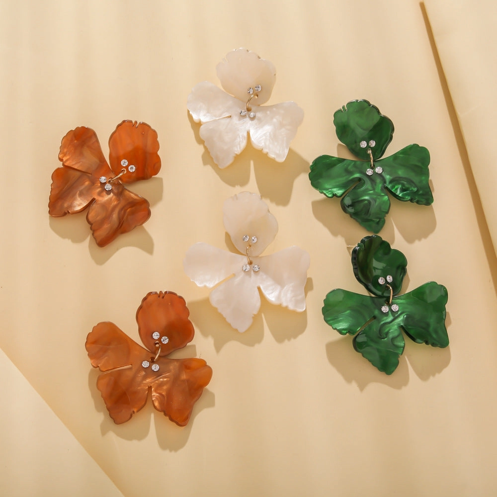 Wholesale Holiday Exaggerated Clover Resin Earrings