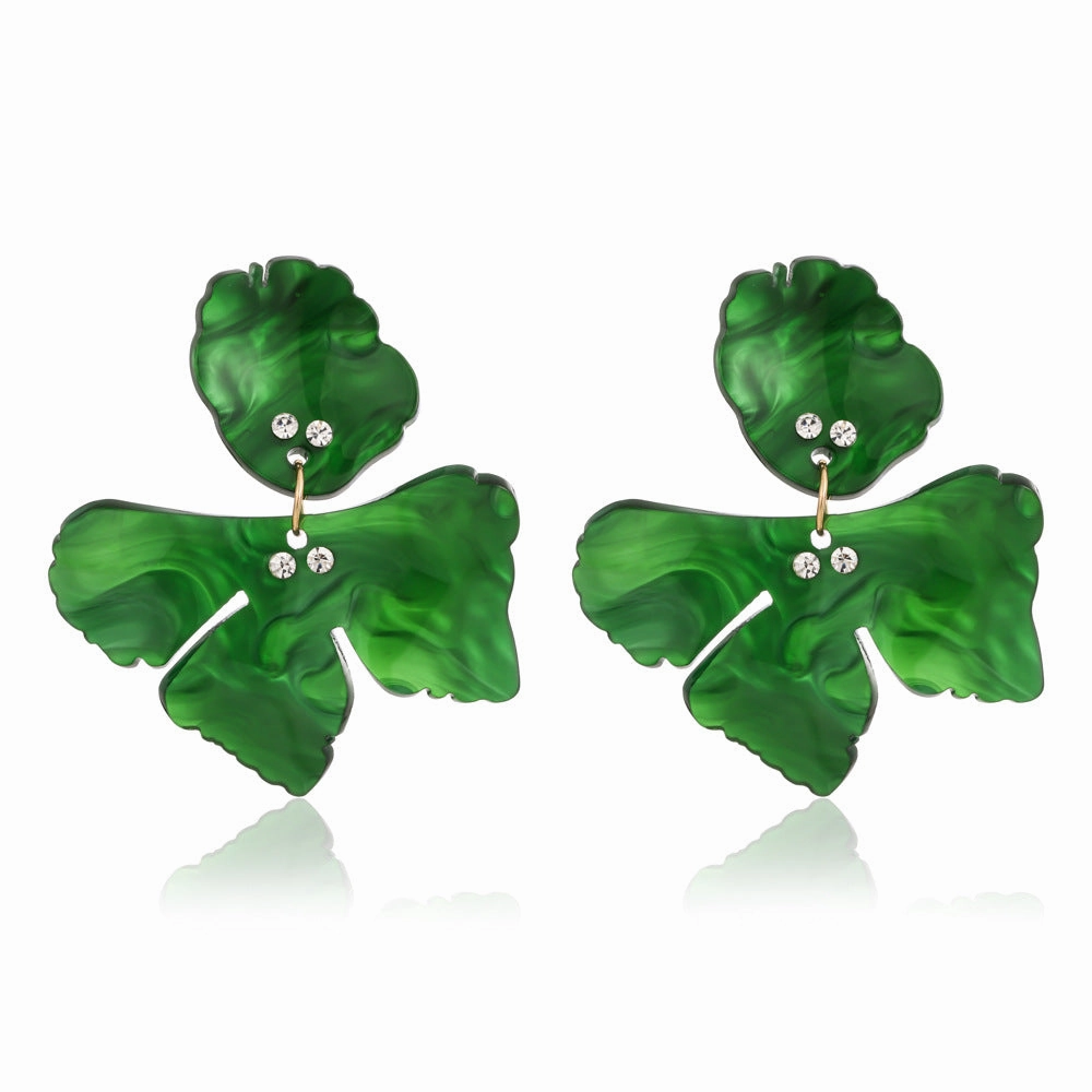 Wholesale Holiday Exaggerated Clover Resin Earrings