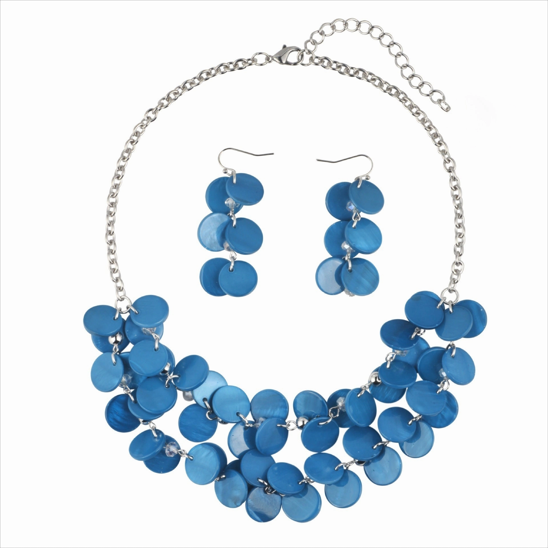Wholesale Holiday Style Round Natural Dyed Shell Earrings Necklace