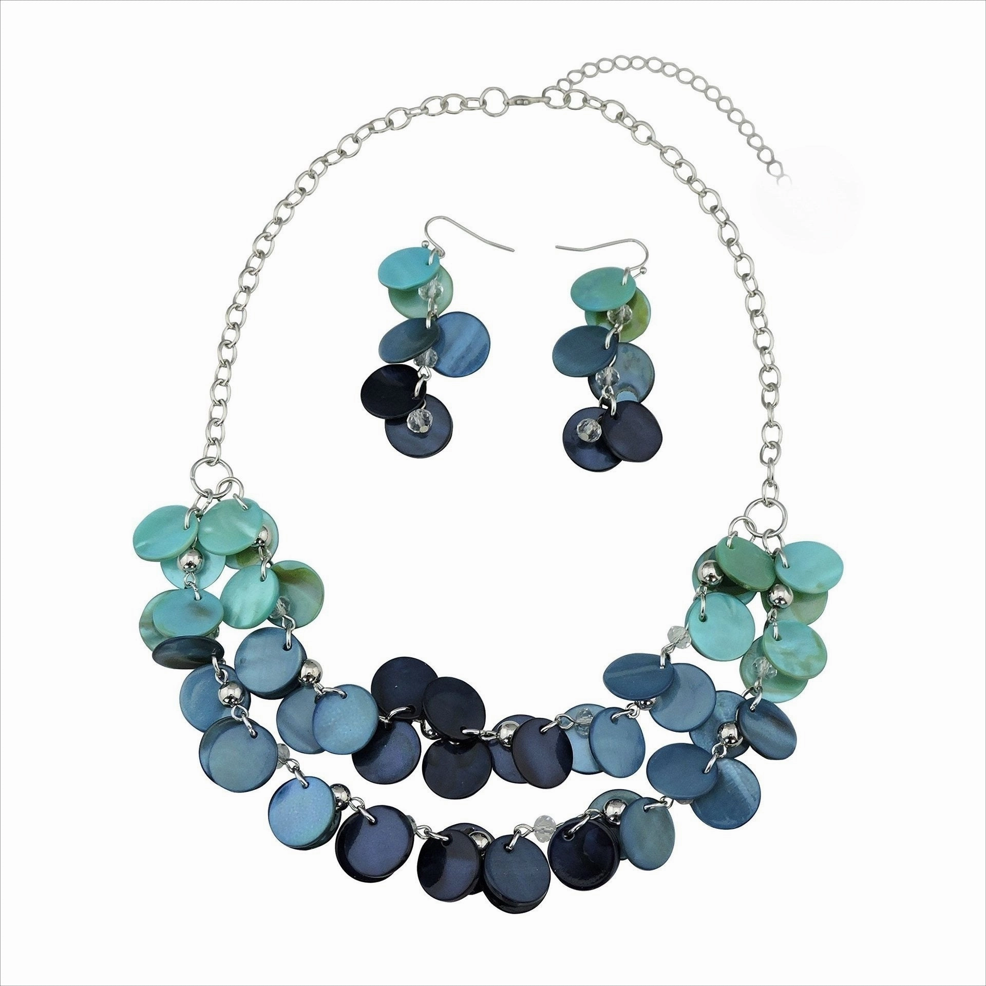 Wholesale Holiday Style Round Natural Dyed Shell Earrings Necklace