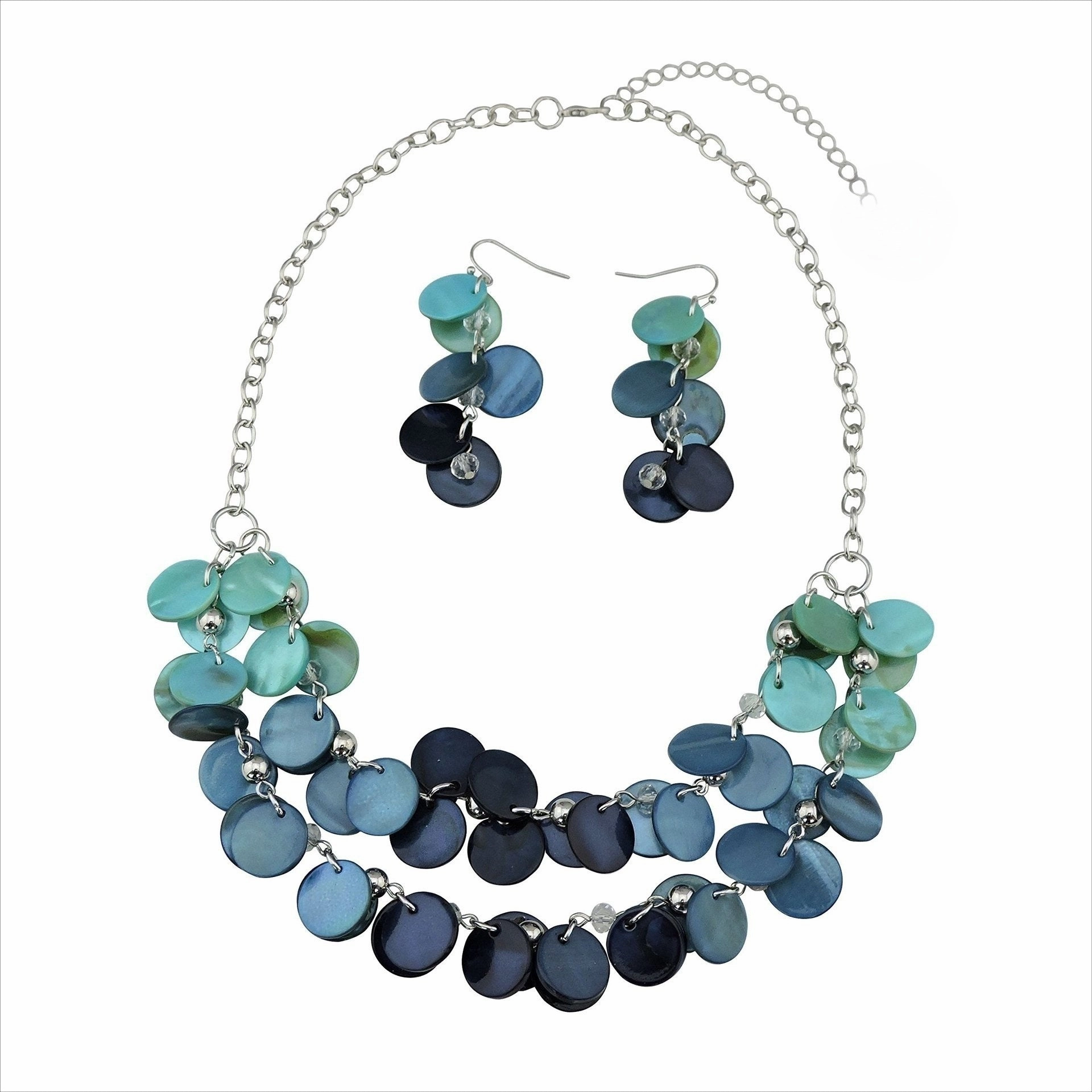 Wholesale Holiday Style Round Natural Dyed Shell Earrings Necklace