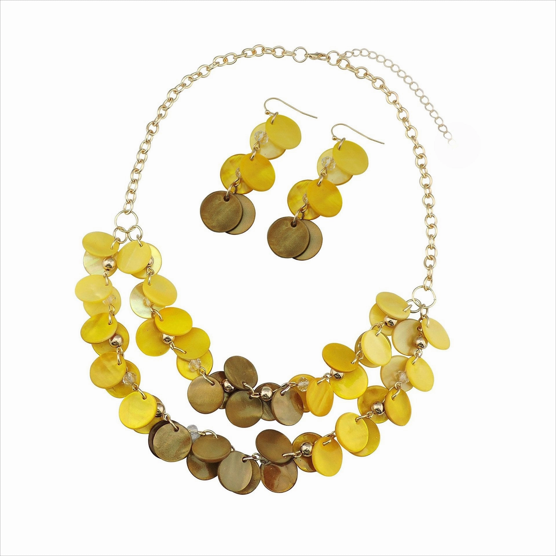 Wholesale Holiday Style Round Natural Dyed Shell Earrings Necklace