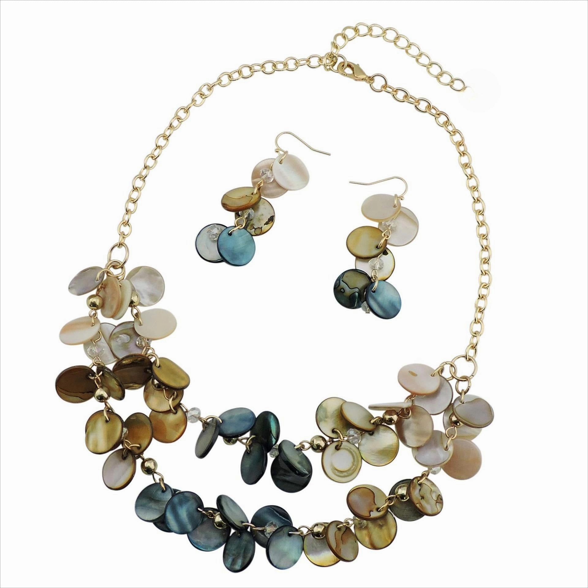 Wholesale Holiday Style Round Natural Dyed Shell Earrings Necklace