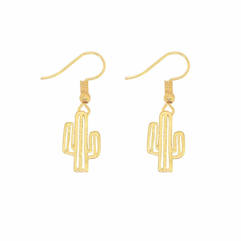 Wholesale Hollow Cactus Alloy Earrings
