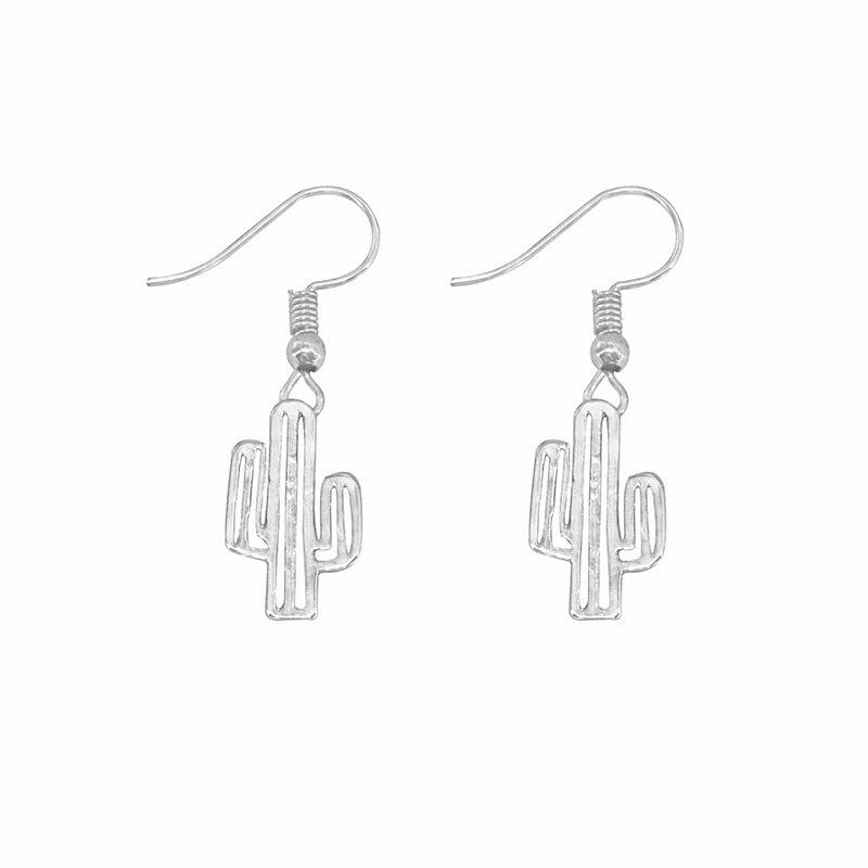 Wholesale Hollow Cactus Alloy Earrings