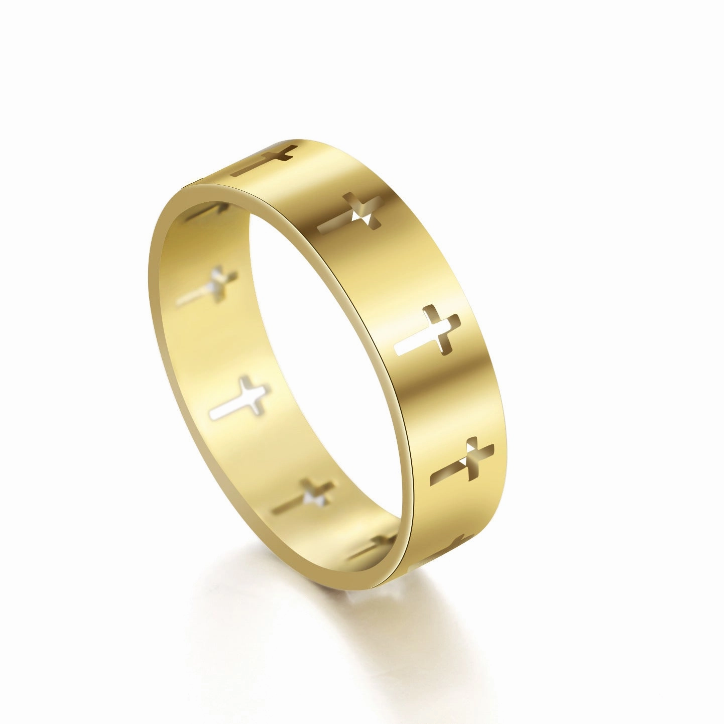 Wholesale Hollow Cross Stainless Steel Ring