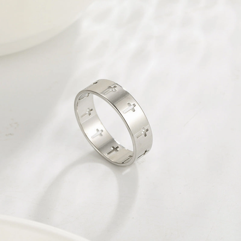 Wholesale Hollow Cross Stainless Steel Ring
