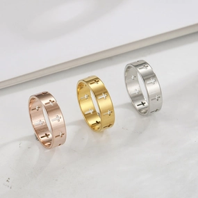 Wholesale Hollow Cross Stainless Steel Ring