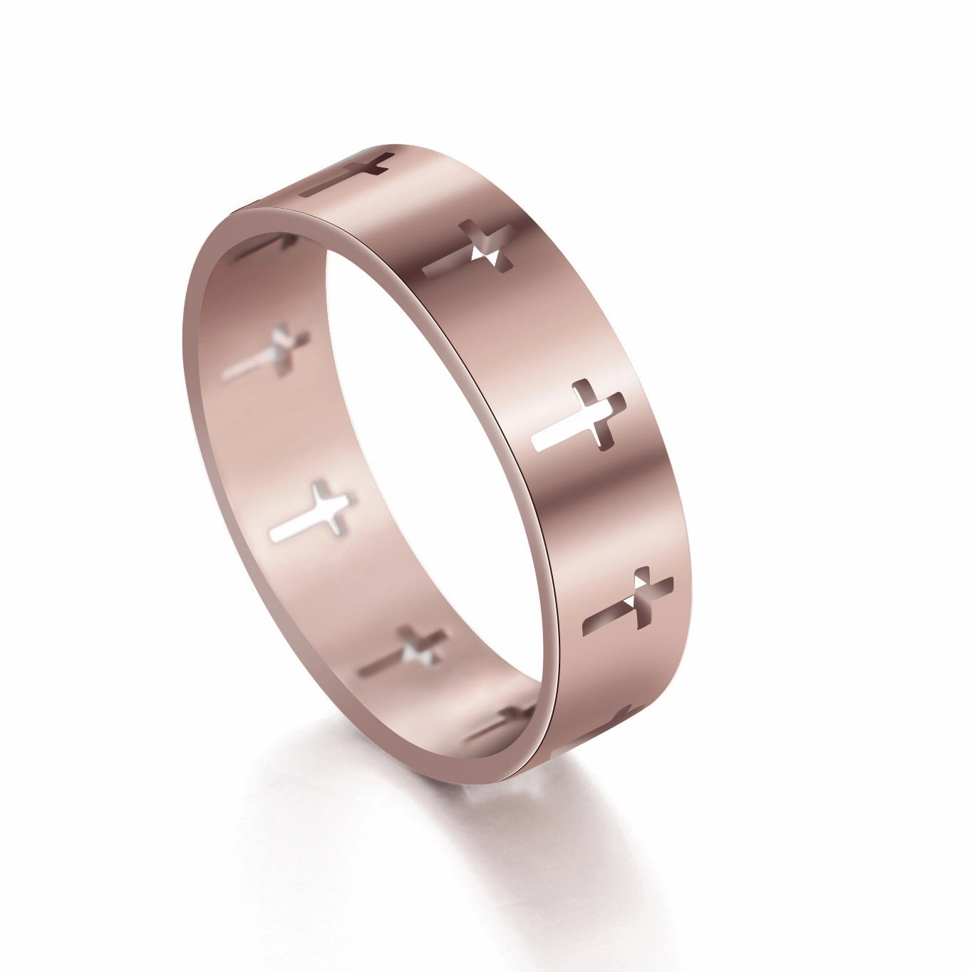 Wholesale Hollow Cross Stainless Steel Ring