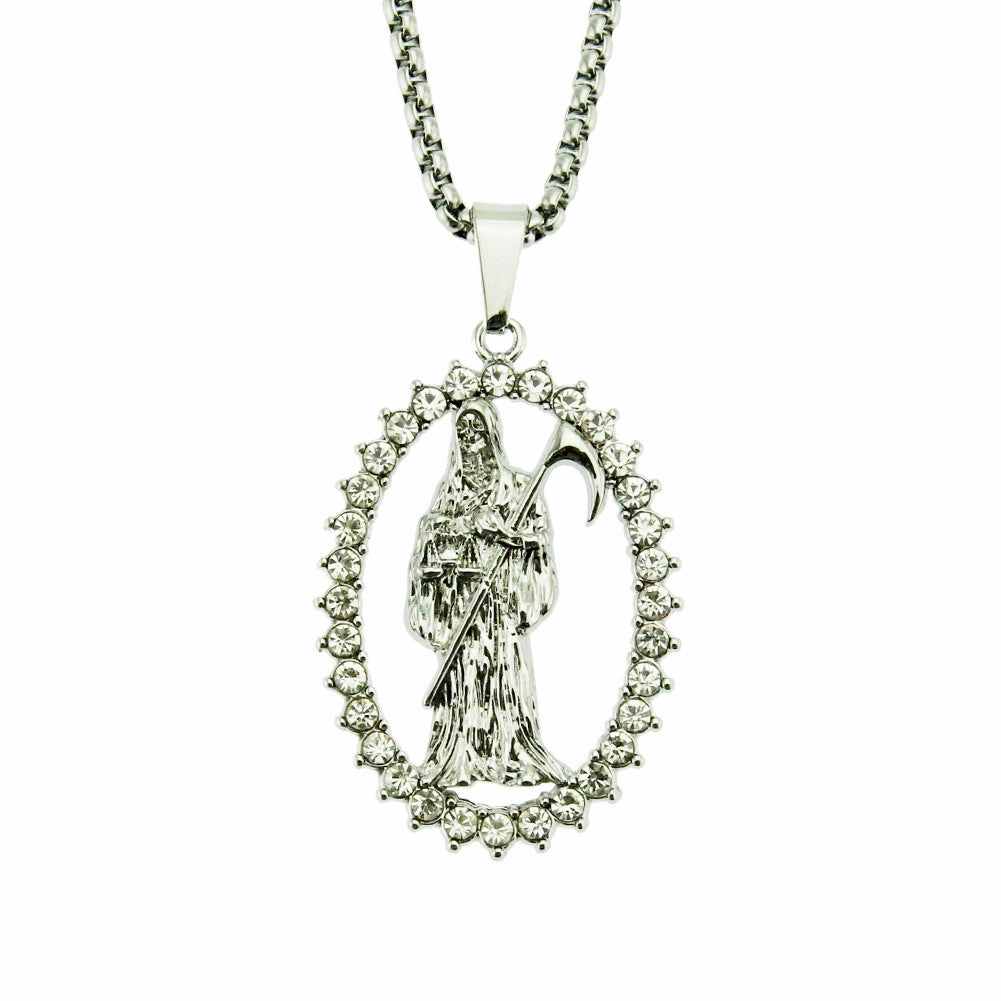 Wholesale Hollow Diamond Portrait Pendant Trendy Men Hiphop Street Dance Alloy Necklace