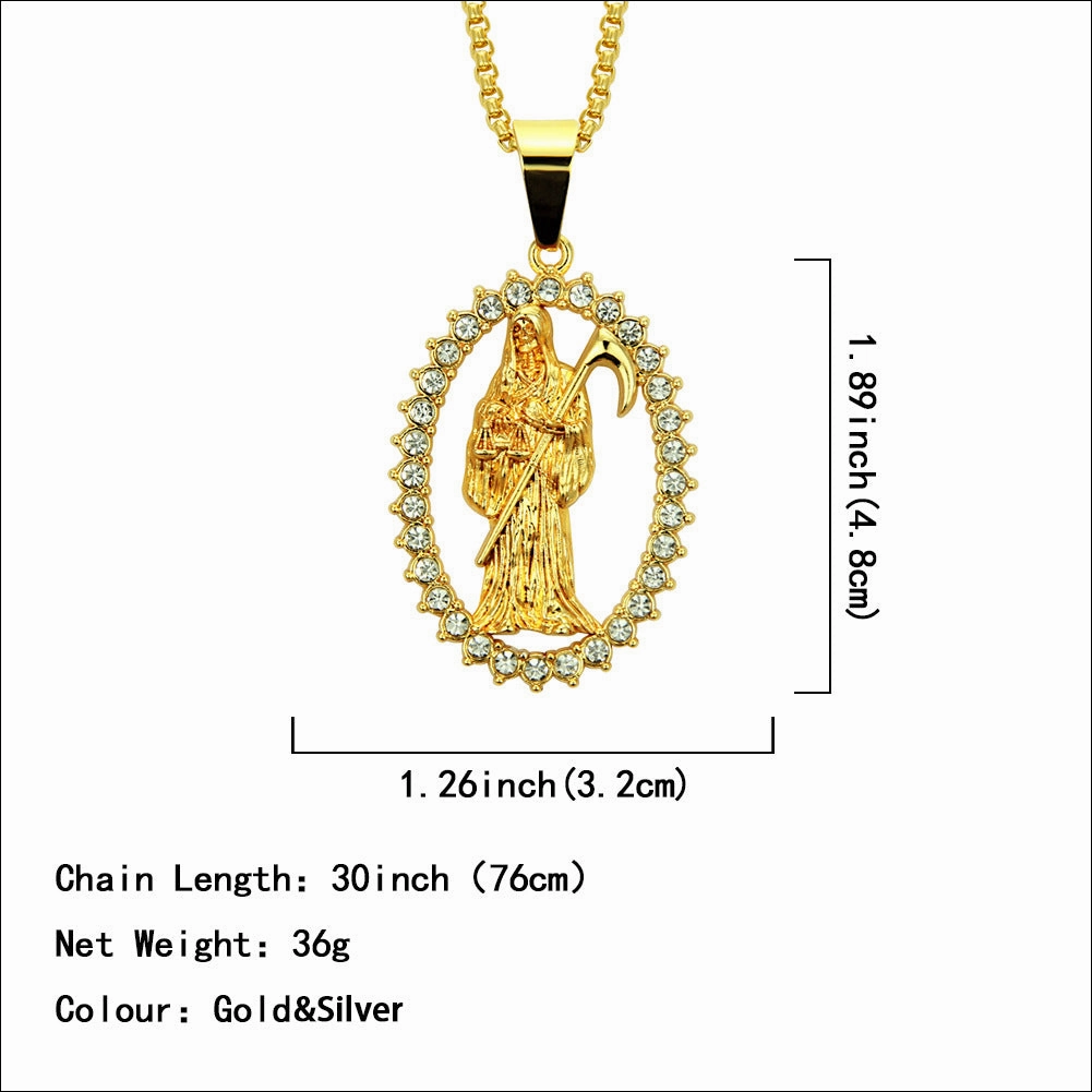 Wholesale Hollow Diamond Portrait Pendant Trendy Men Hiphop Street Dance Alloy Necklace
