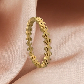 Wholesale Hollow Dollar Sign Titanium Ring