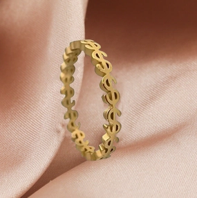 Wholesale Hollow Dollar Sign Titanium Ring
