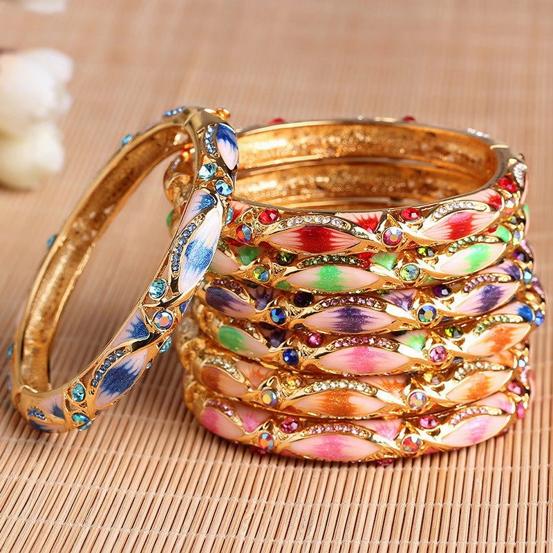 Wholesale Hollow Enamel Gold-plated  Wide Korean Retro Bracelet