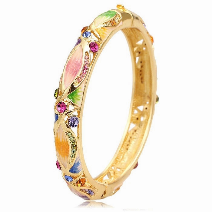 Wholesale Hollow Enamel Gold-plated  Wide Korean Retro Bracelet