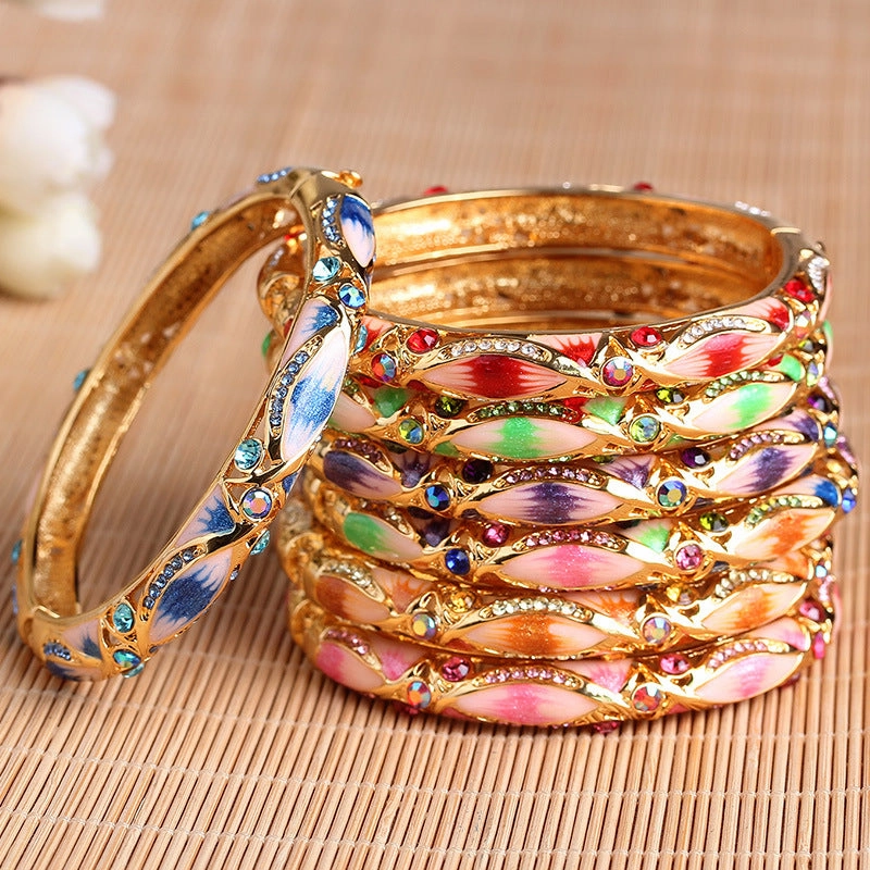 Wholesale Hollow Enamel Gold-plated  Wide Korean Retro Bracelet