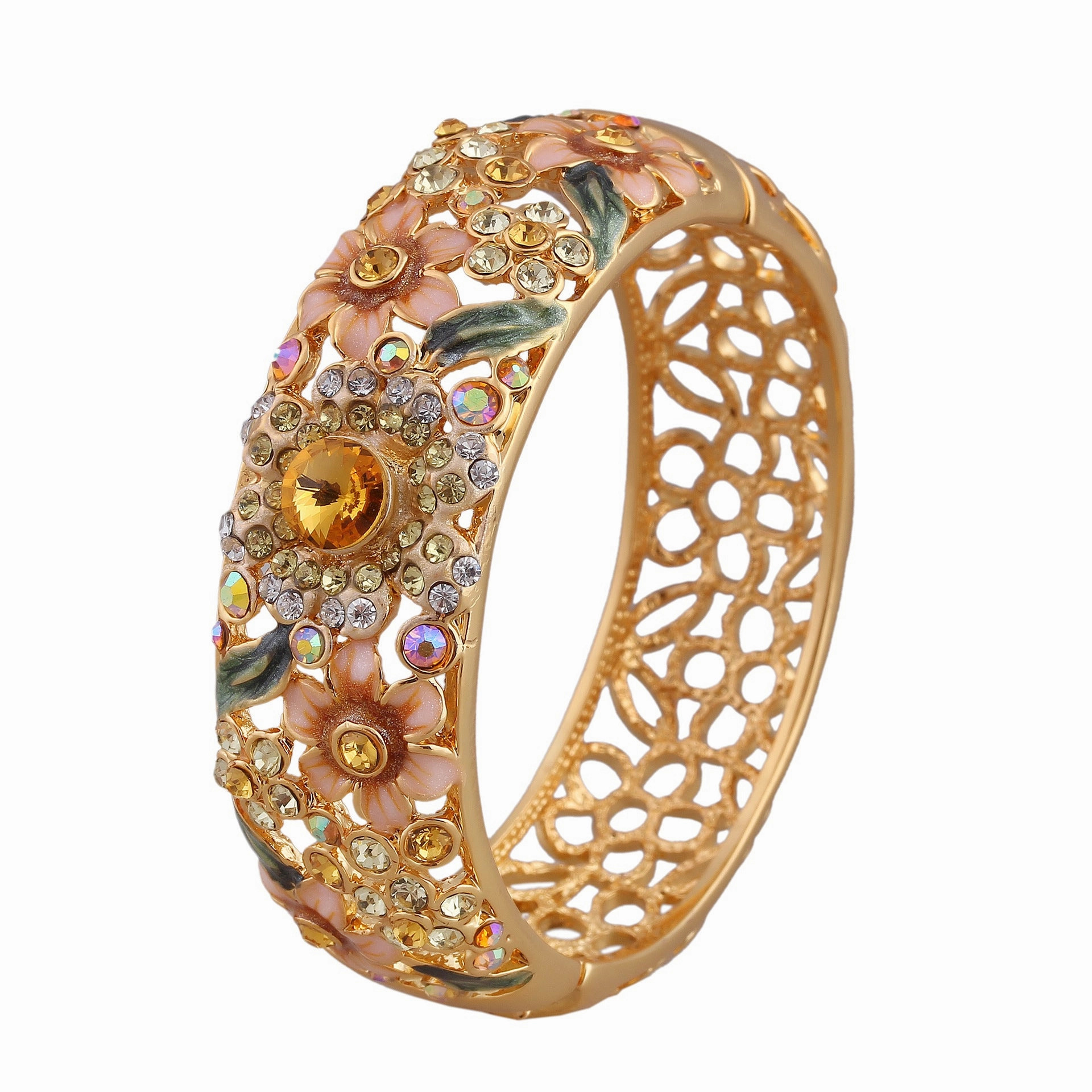 Wholesale Hollow gold-plated diamond colored bracelet