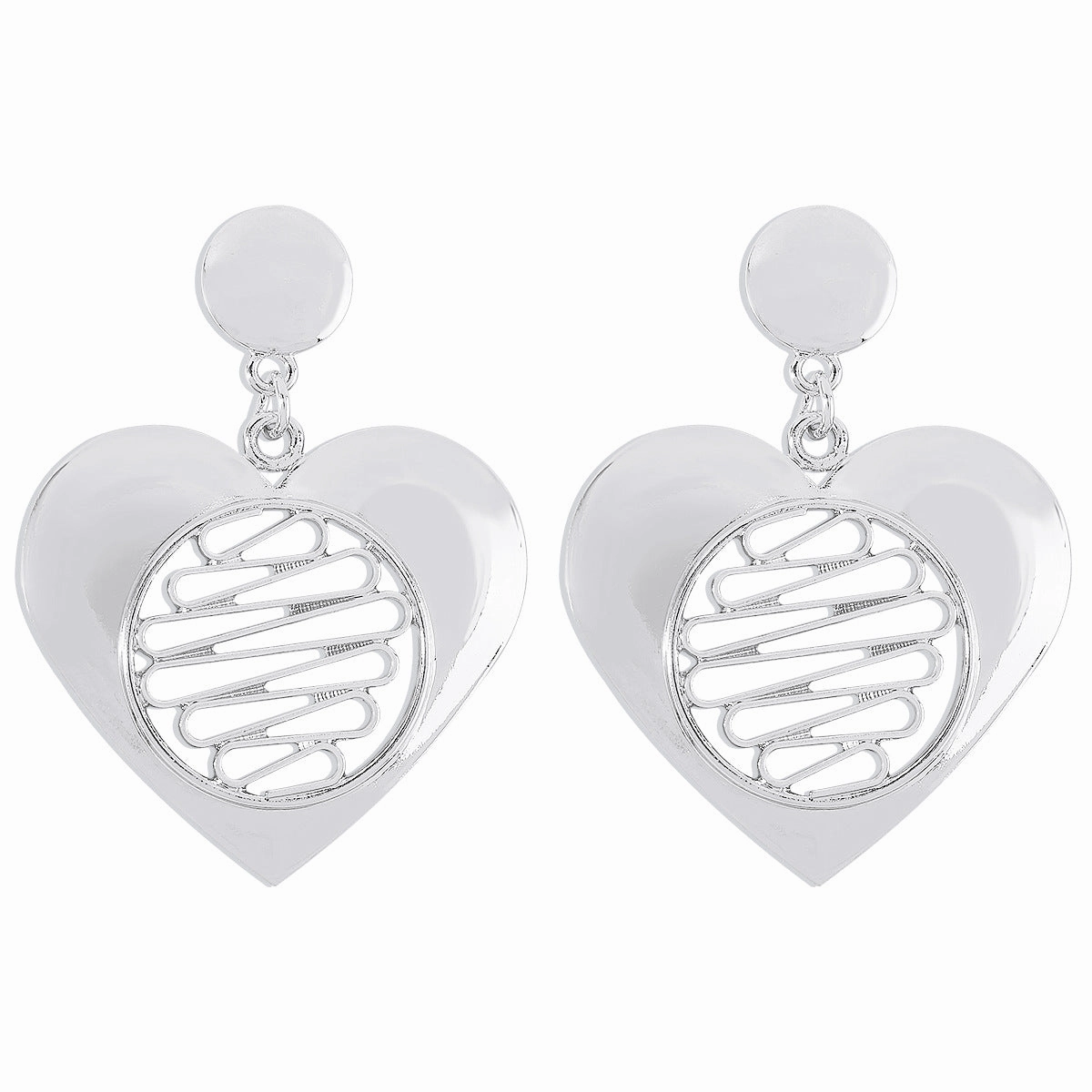 Wholesale Hollow Heart Exaggerated Metal Pendant Necklace