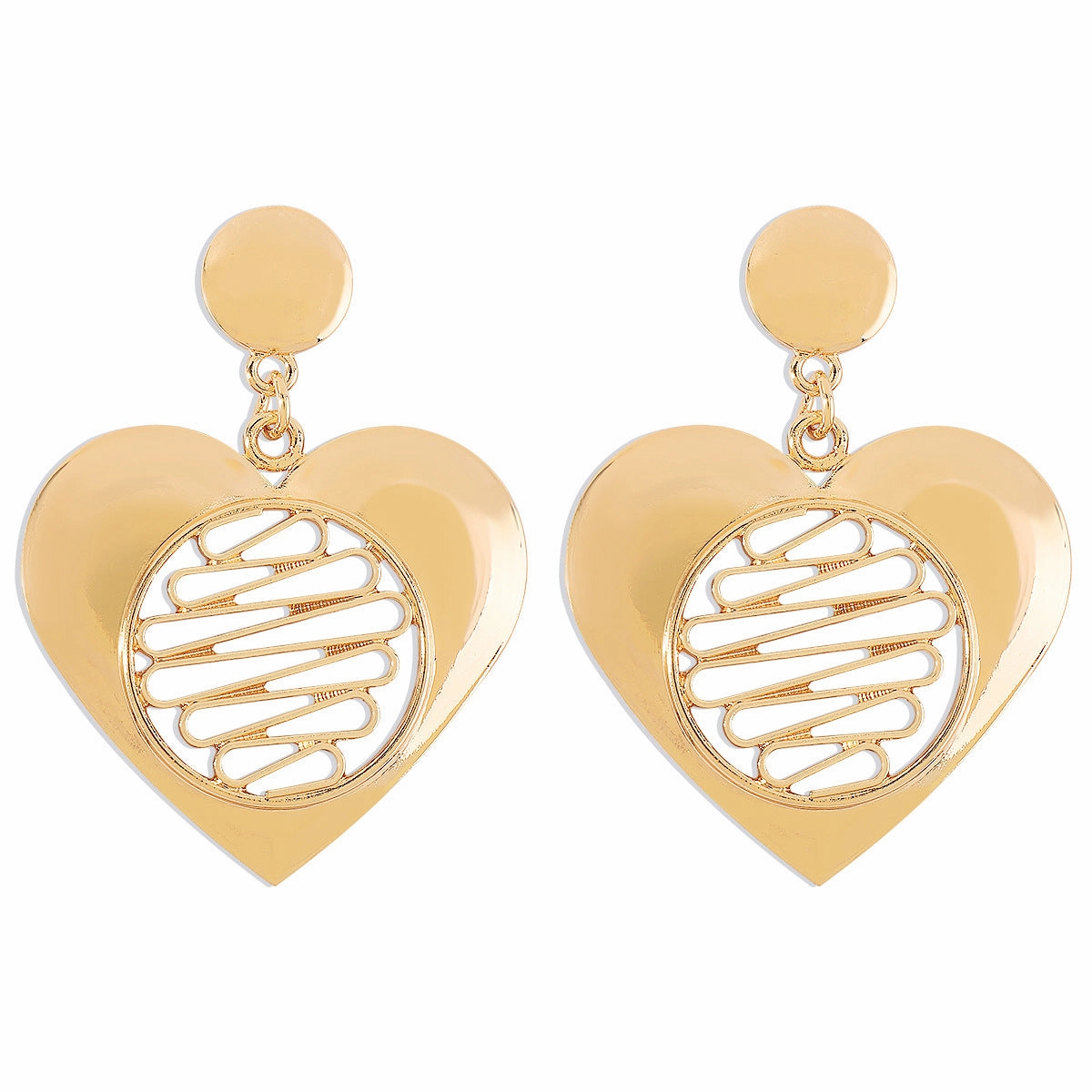 Wholesale Hollow Heart Exaggerated Metal Pendant Necklace