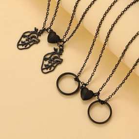 Wholesale hollow heart love magnetic unisex magnet couple necklace set
