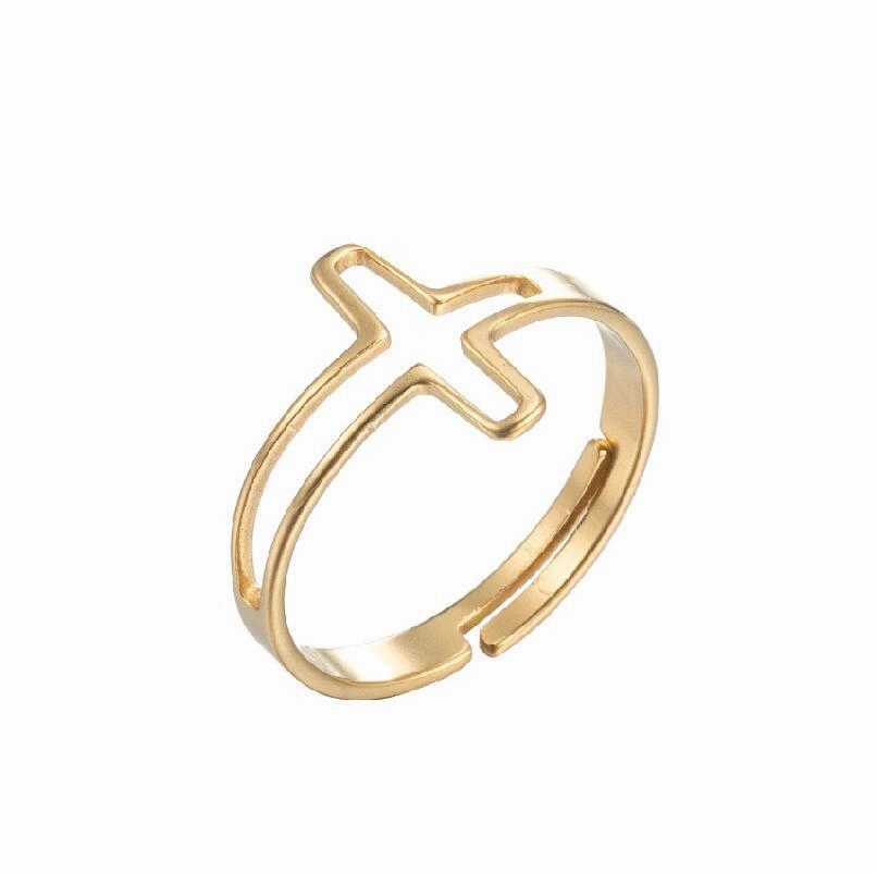 Wholesale Hollow Out Stainless Steel Cross Rings