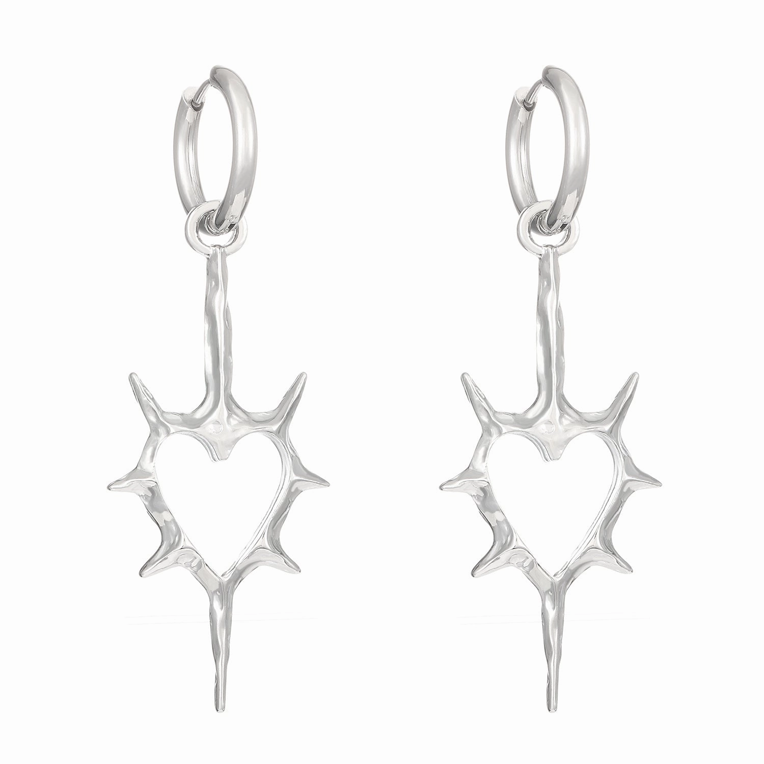 Wholesale Hollow thorn heart earrings
