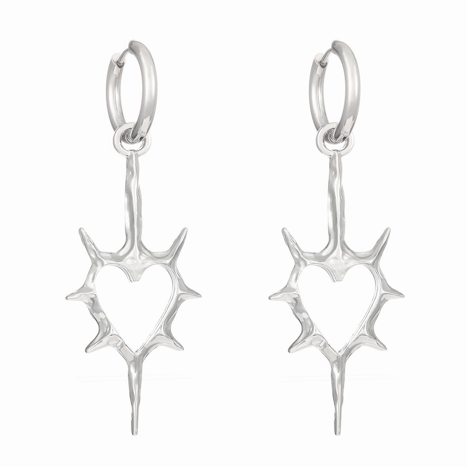 Wholesale Hollow thorn heart earrings