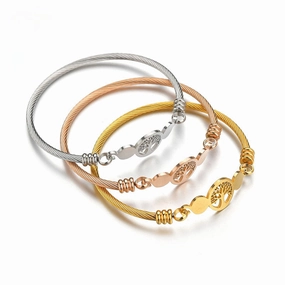 Wholesale Hollow Tree of Life Circle Open Bracelet