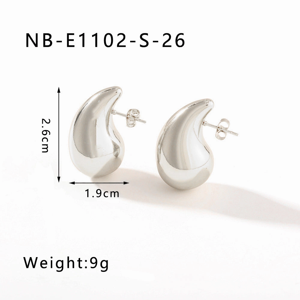 Wholesale Hollow Water Drop High-end 18K Gold-plated Polished Titanium Steel Earrings