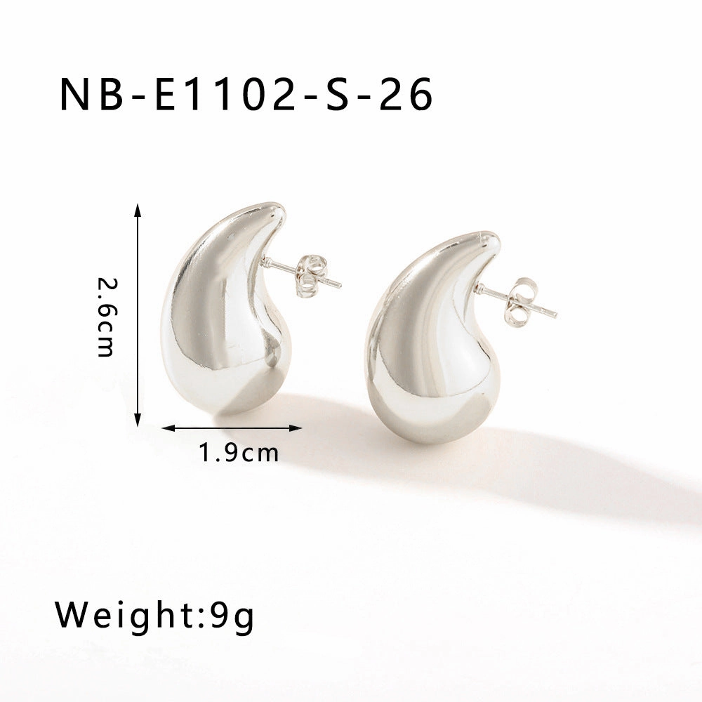 Wholesale Hollow Water Drop High-end 18K Gold-plated Polished Titanium Steel Earrings