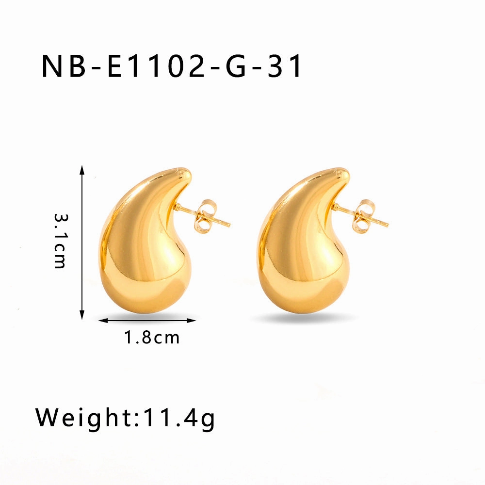Wholesale Hollow Water Drop High-end 18K Gold-plated Polished Titanium Steel Earrings