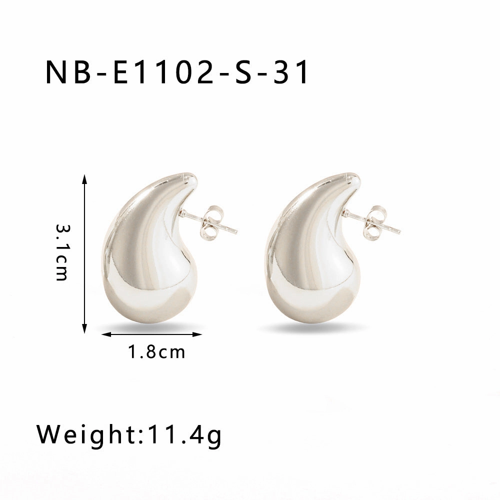 Wholesale Hollow Water Drop High-end 18K Gold-plated Polished Titanium Steel Earrings