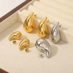 Wholesale Hollow Water Drop High-end 18K Gold-plated Polished Titanium Steel Earrings