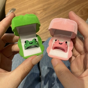 Wholesale Home convenience store cute cartoon frog shape couple lonely frog ring