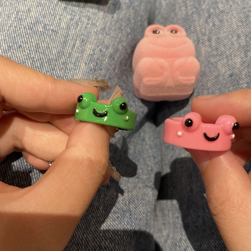 Wholesale Home convenience store cute cartoon frog shape couple lonely frog ring