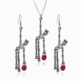 Wholesale Hot Sale Halloween Theme Creative Design Sense Vintage Personality Skull Frame Earrings Necklace Set