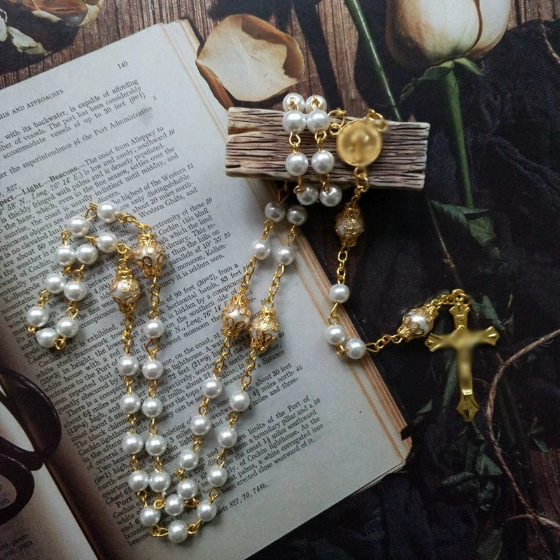 Wholesale Hot Sale Vintage Flower Holder Glass Beads Handmade Beaded Sweater Chain