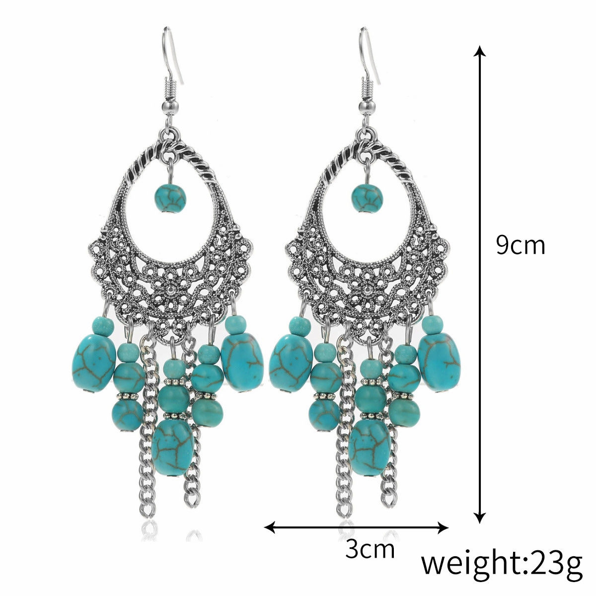 Wholesale Hot Selling Accessories Bohemian Turquoise Brown Leather Long Vintage Necklace