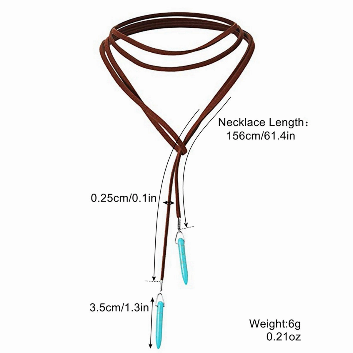 Wholesale Hot Selling Accessories Bohemian Turquoise Brown Leather Long Vintage Necklace