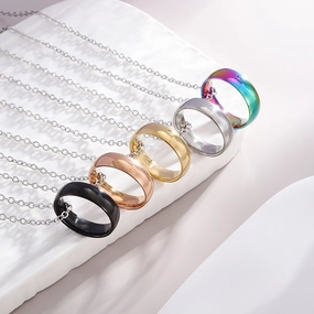 Wholesale Hot Selling Titanium Steel Simple Fashion Round Ring Necklace