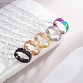Wholesale Hot Selling Titanium Steel Simple Fashion Round Ring Necklace