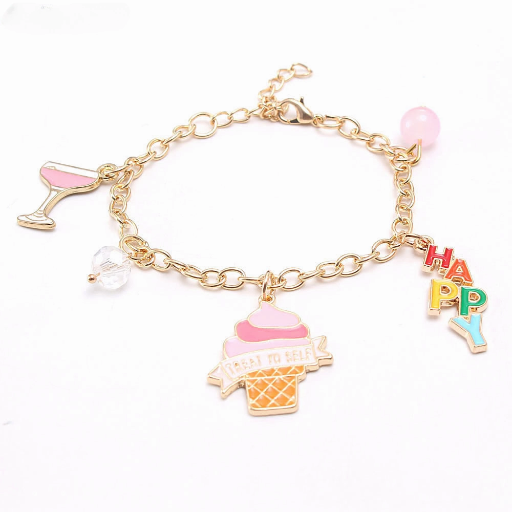 Wholesale Ice Cream Drip Oil Alloy Pendant Bracelet