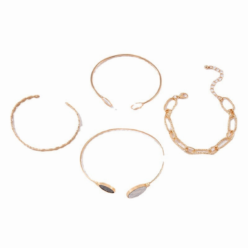Wholesale Imitation Marble Thick Chain Four Piece Open Bracelet Set