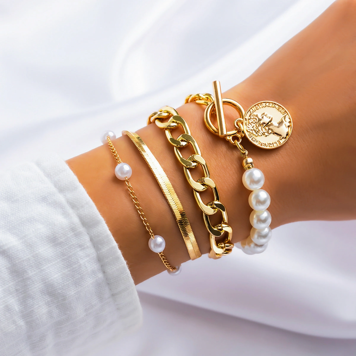 Wholesale Imitation Pearl Bracelet Set