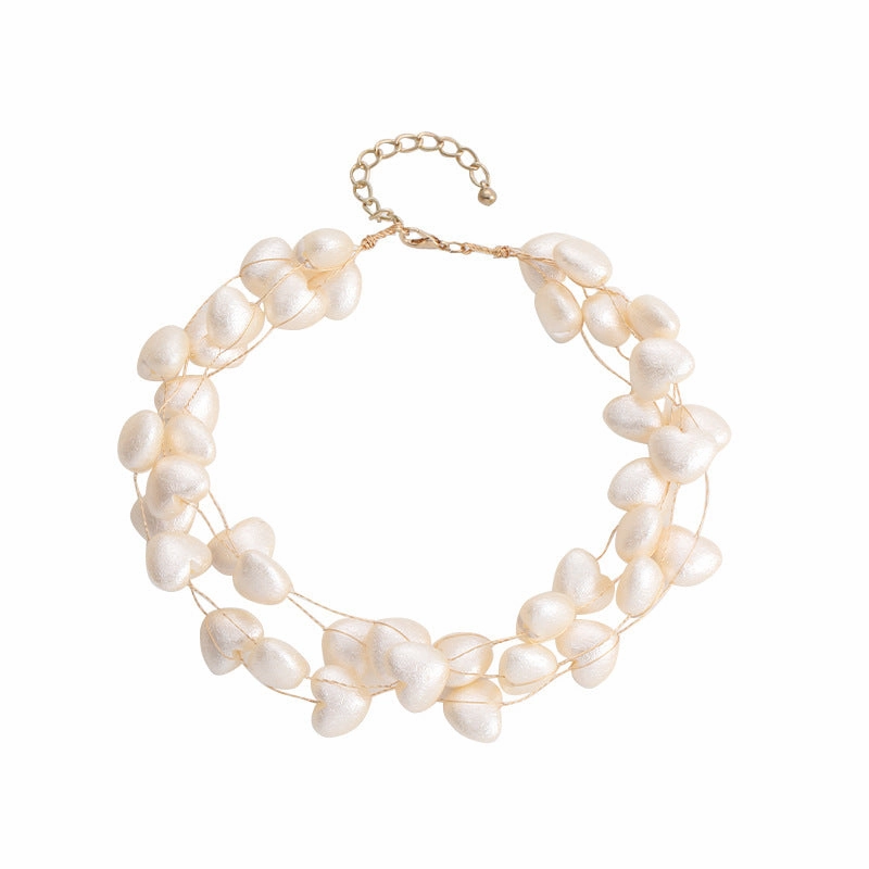 Wholesale Imitation Pearl Woven Heart-shaped Multi-layer Necklace