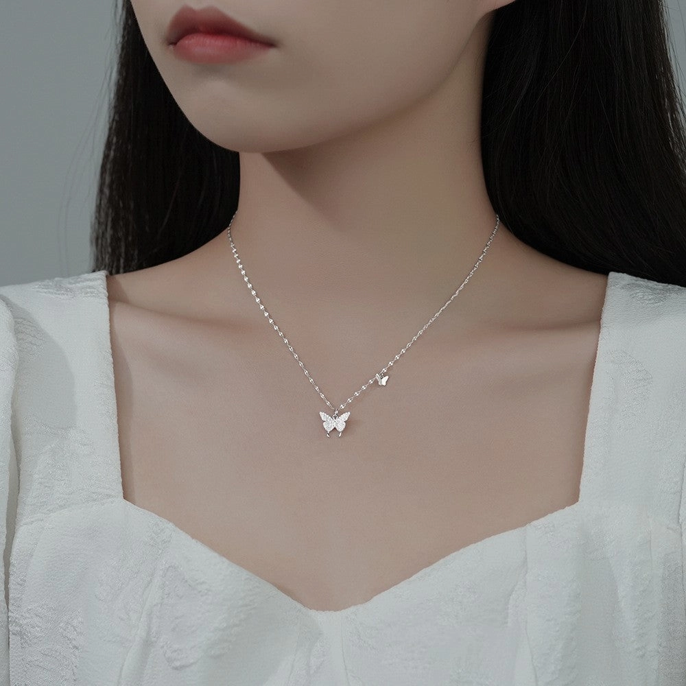 Wholesale Ins Flash Diamond Butterfly Necklace