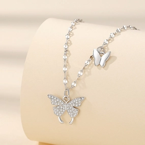 Wholesale Ins Flash Diamond Butterfly Necklace