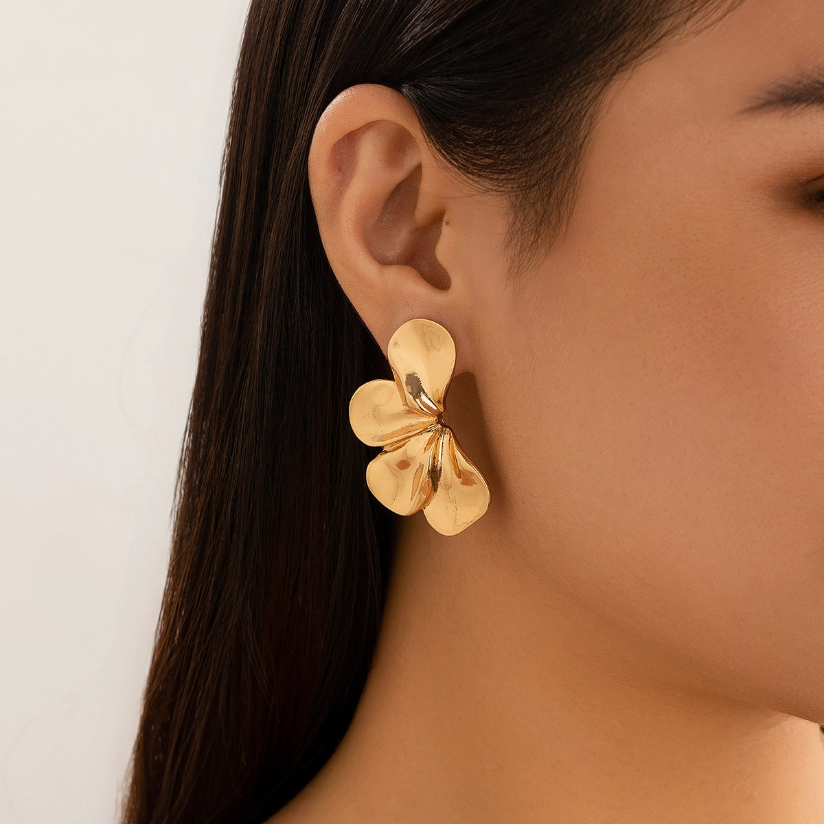 Wholesale Ins personality double-layer five-petal flower earrings